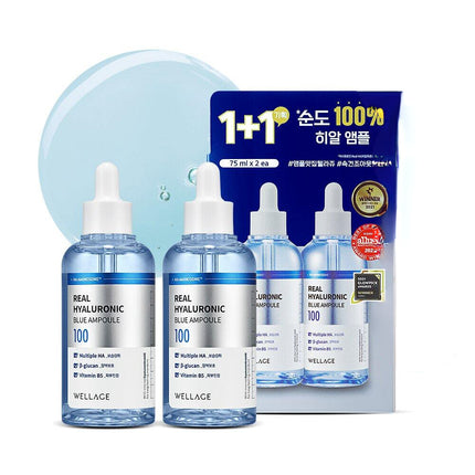 WELLAGE Real Hyaluronic Blue 100 Ampoule 75mL 1+1 Special Set