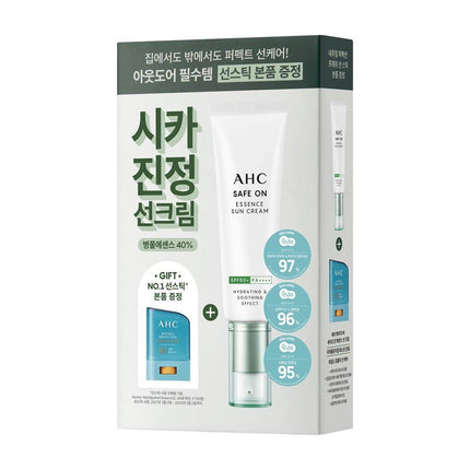 AHC Safe On Essence Sun Cream 50mL Perfect Special Set (+Fresh Sun Stick)