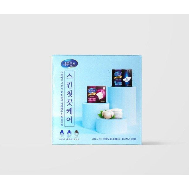silcot Sponge Facial Cotton Special Set (Uruuru 40 Sheets*2ea + Hukitory 32 Sheets*1ea)