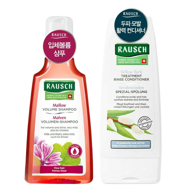 Rausch Mallow Volume Shampoo 200mL & Willow Bark Treatment Rinse Conditioner 200mL