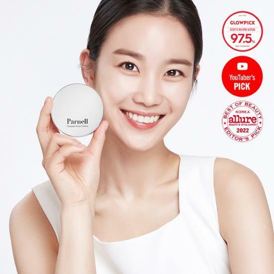 Serum Cushion PARNELL Cicamanu 15g + Recharges 15g SPF45/PA++ - K-Beauty, Effet Luminous, Neuf