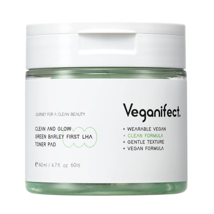 Vegan Effect Green Barley First LHA Toner Pad 140ml 60ea