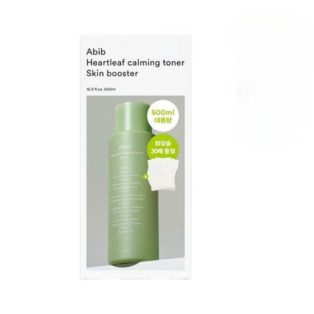 Abib Heartleaf Calming Toner Skin Booster 500ml + 30 cotton pads for gift