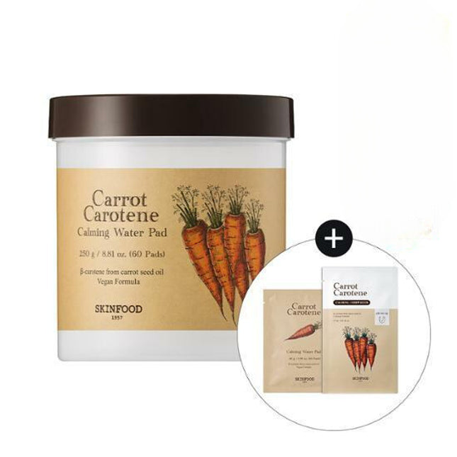 SKINFOOD Carrot Carotene Calming Water Pad Special Set (60P+10P+Carrot Mask Sheet 1P)