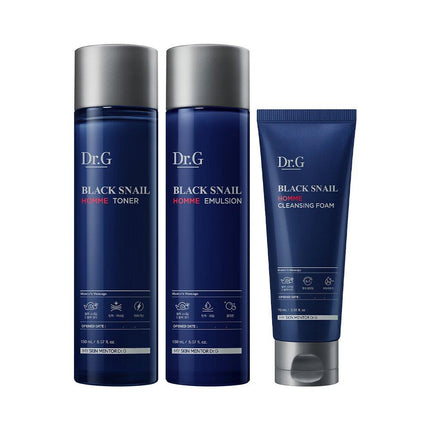 Dr.G Black Snail Homme Prestige 3PCS Set (Toner 150mL+Emulsion 150mL+Cleansing Foam 70mL)