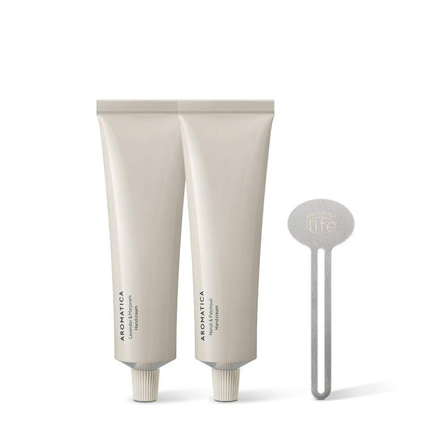 AROMATICA Hand Cream Special Set (Serene 50mL + Embrace 50mL, Tube Squeezer)