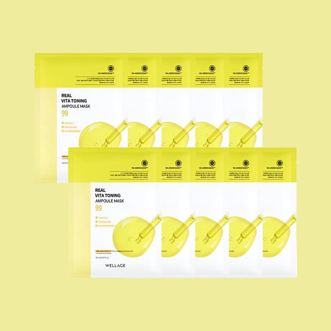 WELLAGE Real Vita Toning Ampoule Mask Sheet 10P