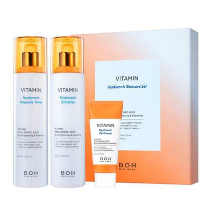 BioHilbo Vitamin Hyaluronic Ampoule Toner & Emulsion Planning (150ml toner + 150ml emulsion + 30ml cream present) - Keautiful