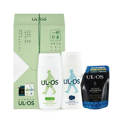 Uros Medium-Dry Comprehensive Skin Health Set (200 ml of skin milk + 300 ml of skin wash + 100 ml of shampoo) - Keautiful