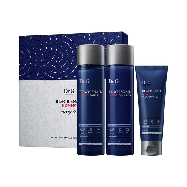 Dr.G Black Snail Homme Prestige 3PCS Set (Toner 150mL+Emulsion 150mL+Cleansing Foam 70mL)