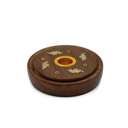 SATYA Sheesham Wood Round Incense Holder