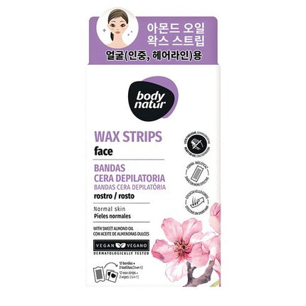 Body Natur Hair Removal Wax Strips Face with Sweet Almond Oil