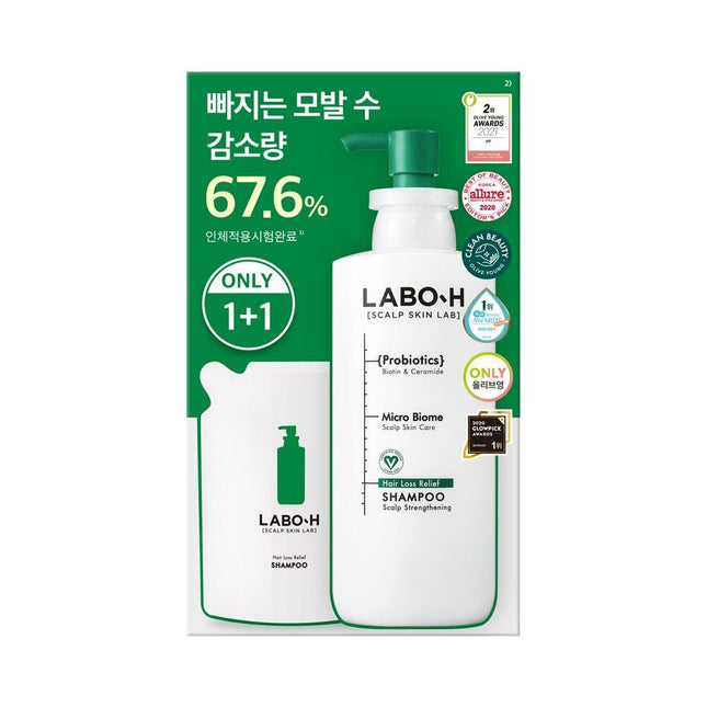 LABO-H Hair Loss Care Shampoo Scalp Strengthening 333mL + 333mL Refill Special Set