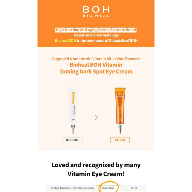 BIO HEAL BOH Vitamin Toning Dark Spot Eye Cream 30ml x 2-Pack