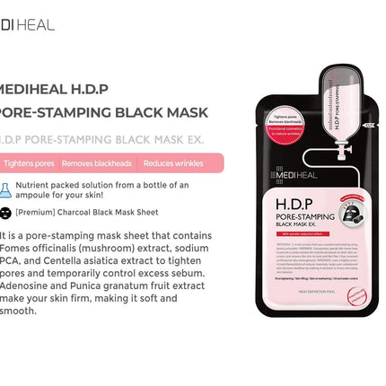 MEDIHEAL H.D.P Pore Stamping Black Mask Sheet 10P