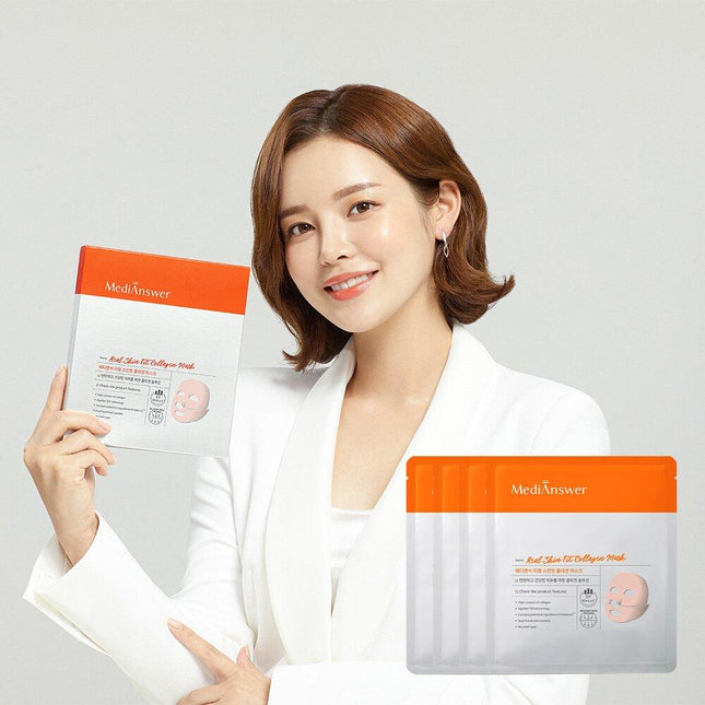 MediAnswer แผ่นมาส์กคอลลาเจน Real Skin Fit 4 ชิ้น