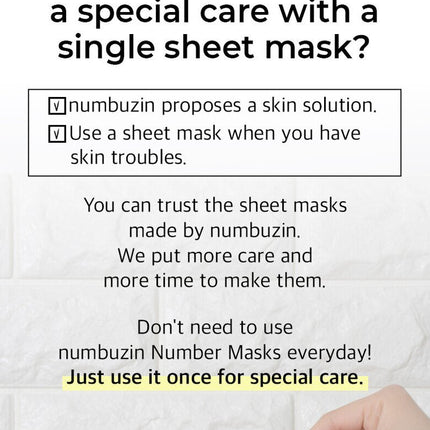 numbuzin No.3 Tingle-Pore Softening Serum Mask Sheet 4+1 Sheet Special Offer