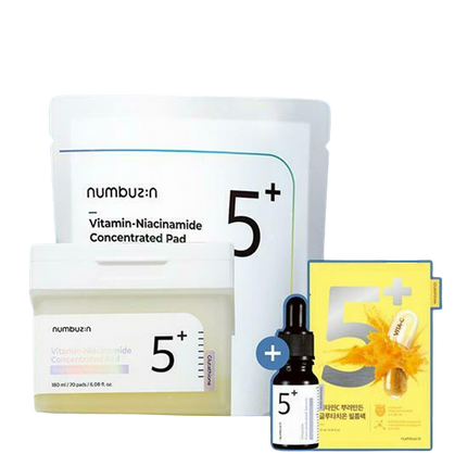 numbuzin No.5+ Vitamin-Niacinamide Concentrated Pad 70P Special Set (+Refill 70P, No.5+ Serum 7mL, No.5+ Sheet Mask)