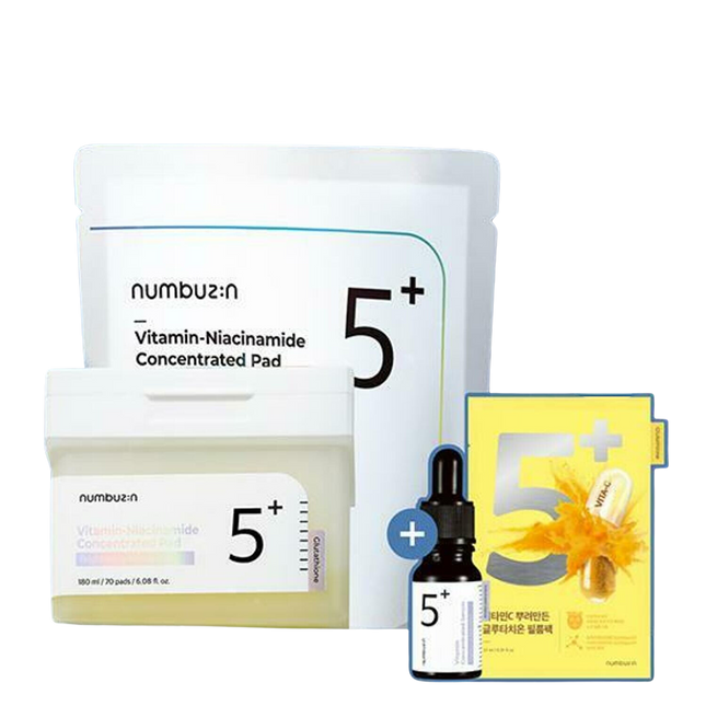 numbuzin No.5+ Vitamin-Niacinamide Concentrated Pad 70P Special Set (+Refill 70P, No.5+ Serum 7mL, No.5+ Sheet Mask)