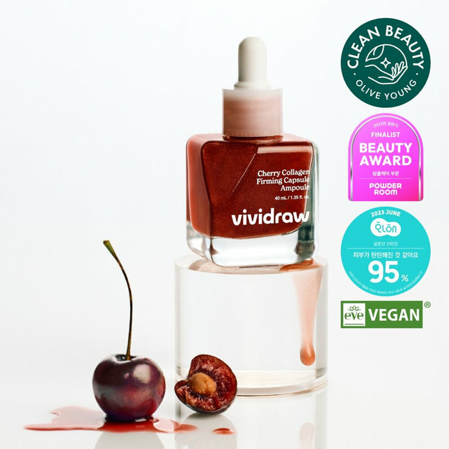 vividraw Cherry Collagen Firming Capsule Ampoule 40mL Special Set (Special Gift: Guasha Massager)